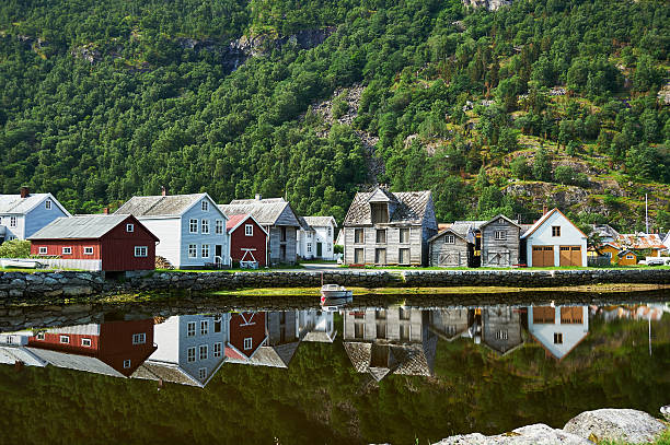 istock Shoreline Laerdal Norway historic village 524006278
