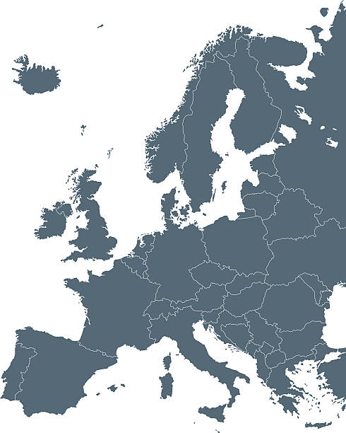 europa karte - map germany topographic map vector stock-grafiken, -clipart, -cartoons und -symbole