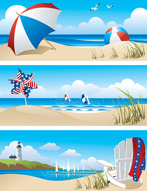 Beach Scenes vector art illustration