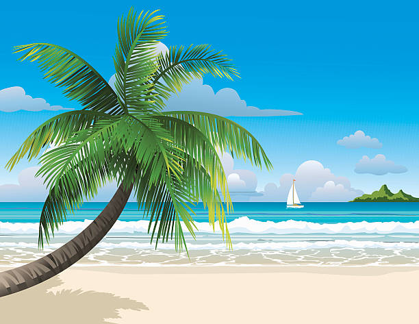 Tropical Beach vector art illustration