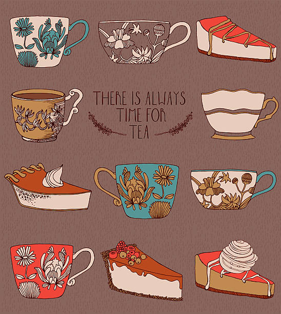 herbaty i cukierki w wektor - tea party stock illustrations