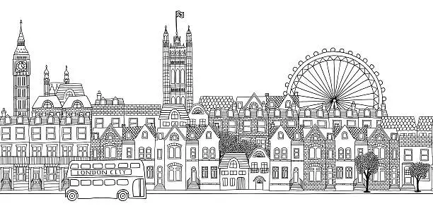 Vector illustration of Seamless banner of London's skyline