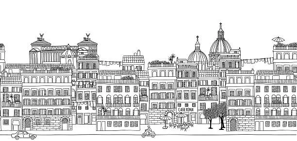 Vector illustration of Seamless banner of Rome's skyline