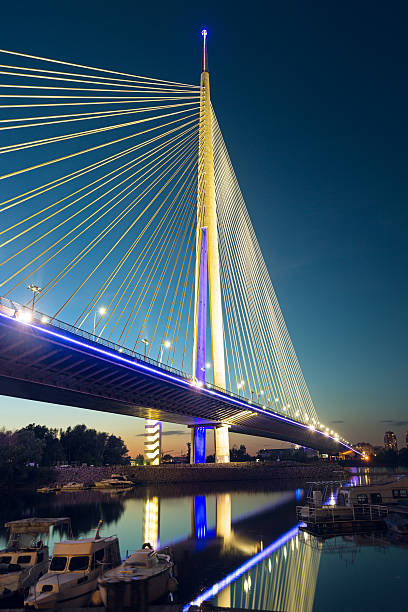 istock Ada Bridge at night, Belgrade, Serbia 524010608