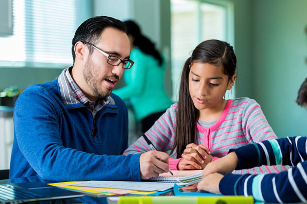 istock Dad helps his kids with homework assignments 524010782