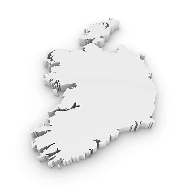 istock White 3D Outline of Ireland Isolated on White 524013454