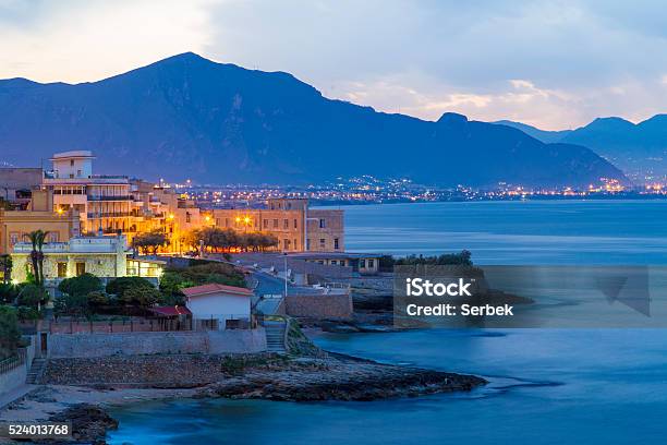 Small Village Of Aspra Seen Near Palermo Sicily Stock Photo - Download Image Now - Palermo - Sicily, Sicily, Awe