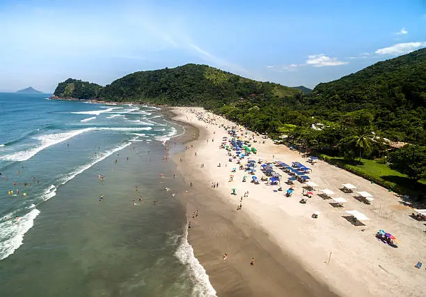 Photo of Aerial View of Camburi Beach, Sao Sebastiao, Sao Paulo, Brazil