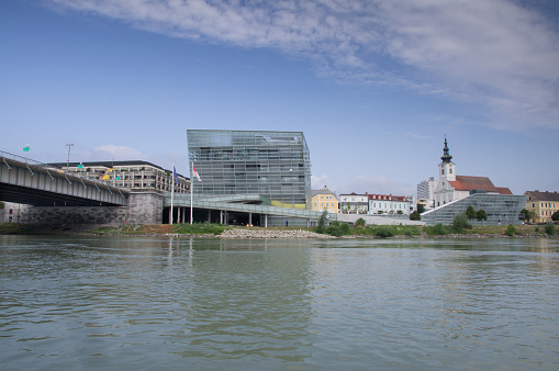 Parish Church and parts of the Congress Center in Linz