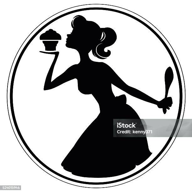 Cupcake Girl Stock Illustration - Download Image Now - In Silhouette, Cupcake, Women