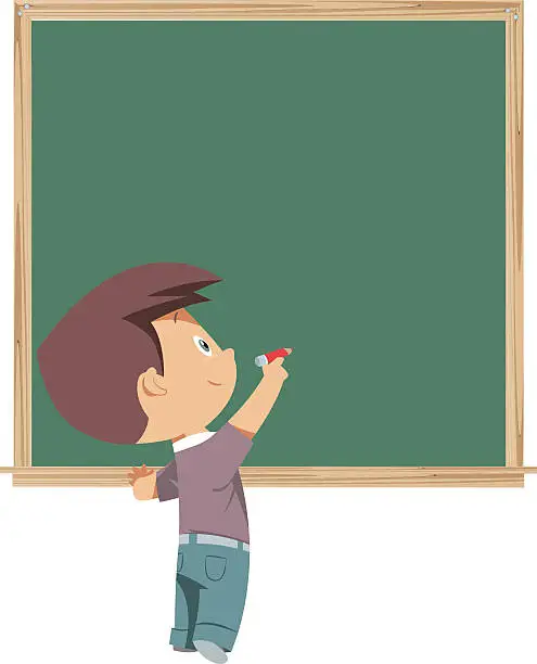 Vector illustration of blackboard and child