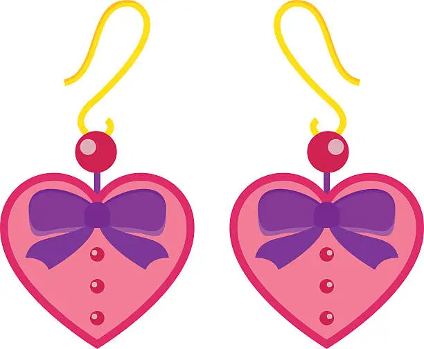 Vector illustration of Hearts earrings beautiful pink accessory isolated