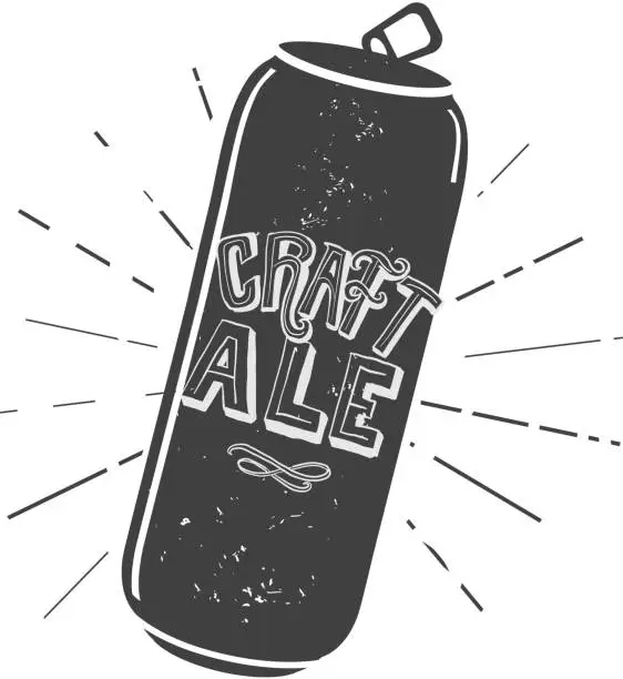 Vector illustration of Craft Ale Tall Can label hand lettering design