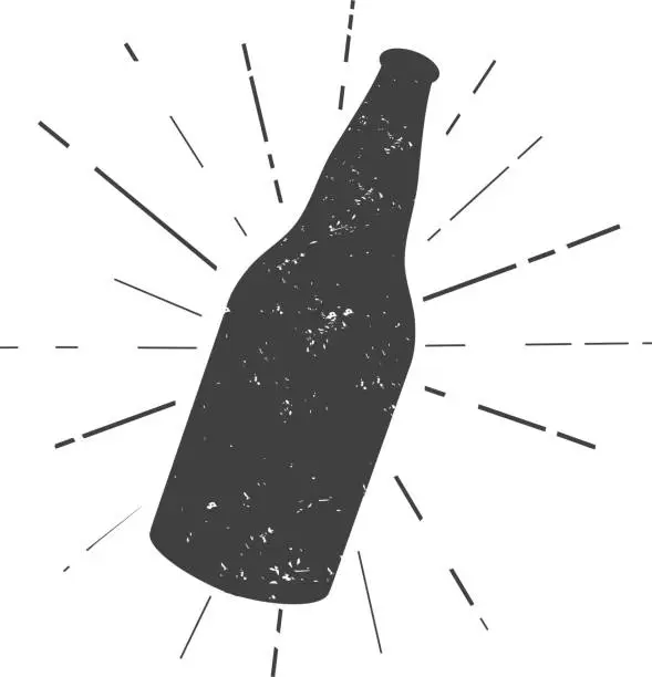 Vector illustration of Beer bottle silhouette