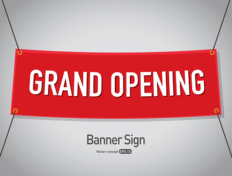 Vector illustration of a Grand opening banner sign text design.