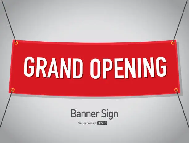 Vector illustration of Grand opening banner sign text design