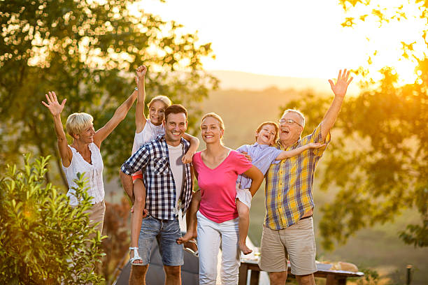istock happy family on vacation posing together 524020898