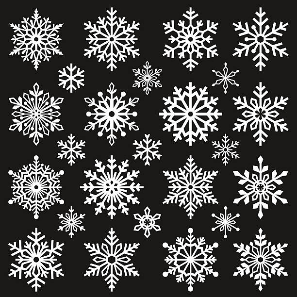 ilustraciones, imágenes clip art, dibujos animados e iconos de stock de juego de gráfico snowflakes - intricacy snowflake pattern winter