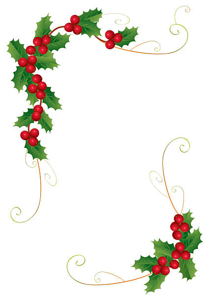 Frame with holly vector art illustration