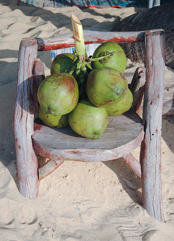 Sunny day bunch coconut on wood chair