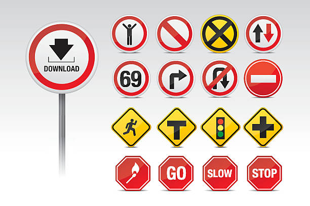 교통 팻말 - road sign turning sign traffic stock illustrations