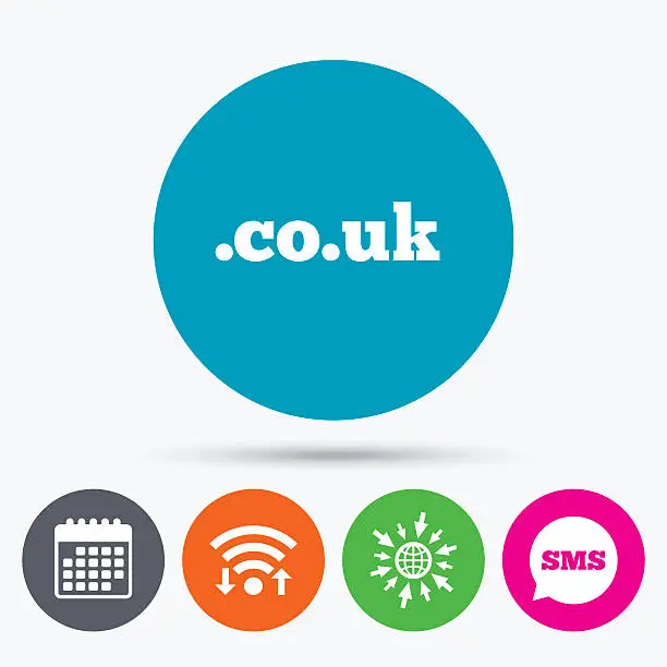 Vector illustration of Domain CO.UK sign icon. UK internet subdomain