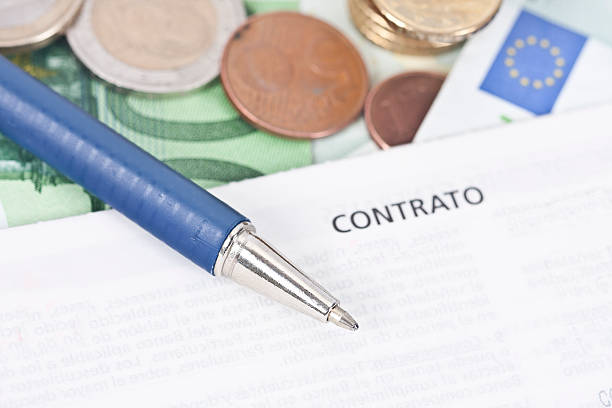 contract Closeup of the pen and contract leaf coins judge law stock pictures, royalty-free photos & images