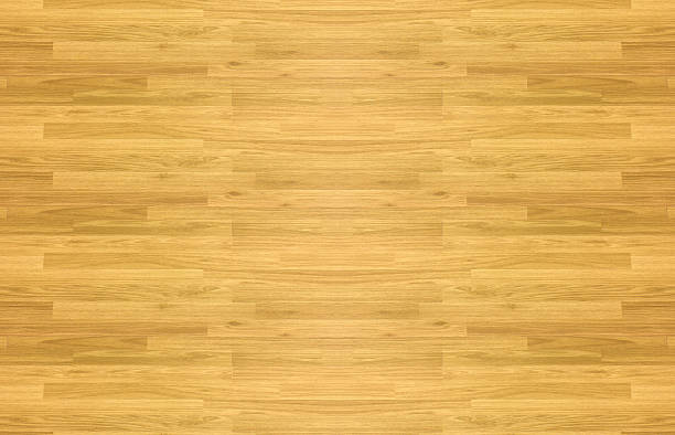 istock Maple hardwood basketball floor pattern as viewed from above. 524030234