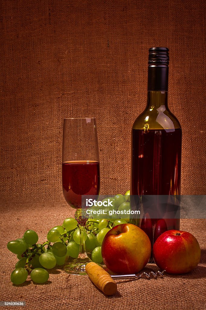 Wine in still life Photo of still life with wine, bread and fruitsPhoto of still life with wine, bread and fruits Alcohol - Drink Stock Photo