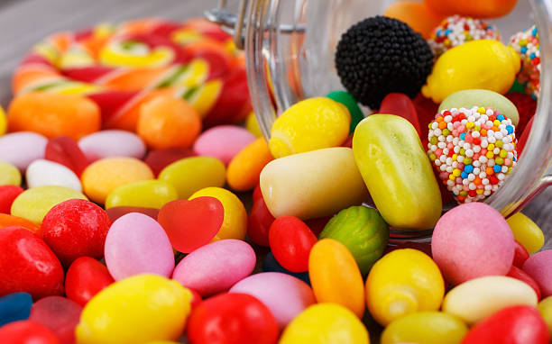 istock Closeup colorful candies in jar 524031234