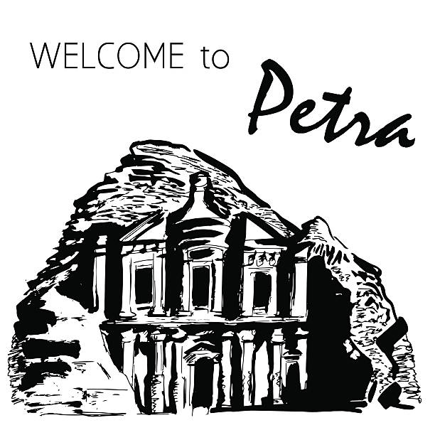 klasztor, petrze, jordan - petra stock illustrations