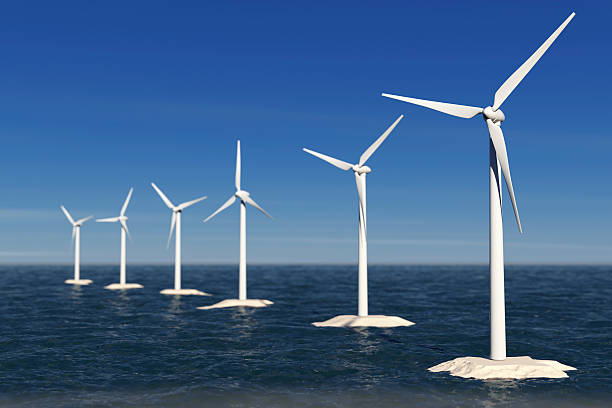 istock Alternative Energy Concept. Windmills in the Ocean. 3d Rendering 524033952