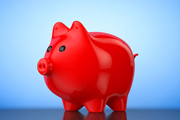 istock Red Piggy bank style money box. 3d Rendering 524035026