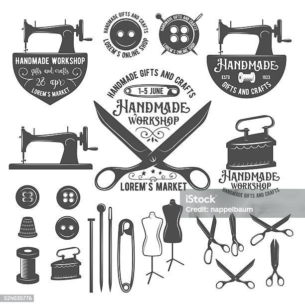 Set Of Vintage Tailor Labels Badges And Design Elements Stock Illustration - Download Image Now