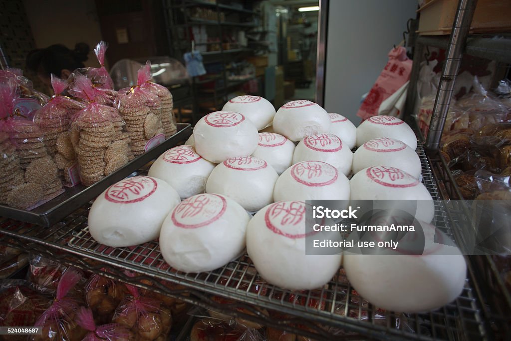 Chinesse buns Hong Kong, China - October 29, 2014: Traditional Chinesse buns are being sold in store on the  Cheung Chau island. Cheung Chau Stock Photo