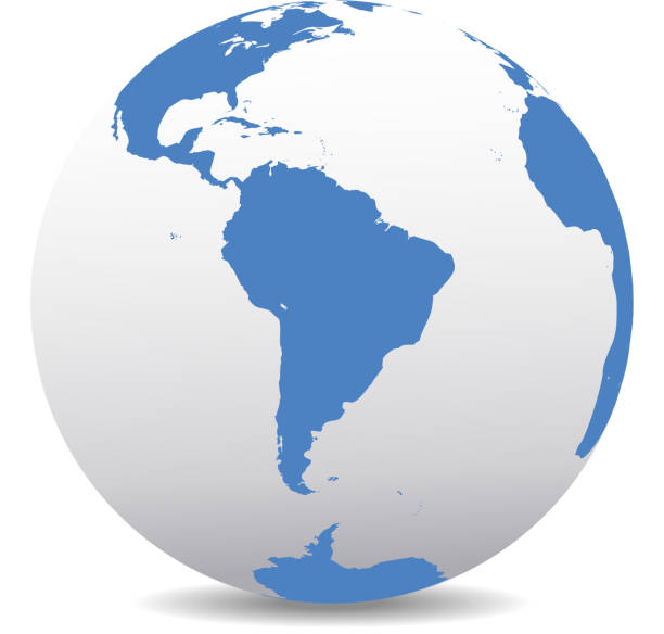 South America Global World Map Icon of the World Globe south pole stock illustrations