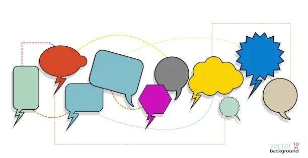 Vector illustration of Colorful Speech Bubbles are interconnected