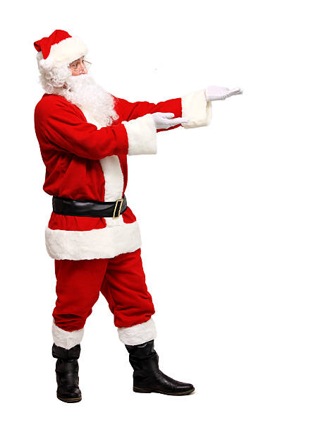 istock Santa Claus smiling pointing on empty hand 524050641