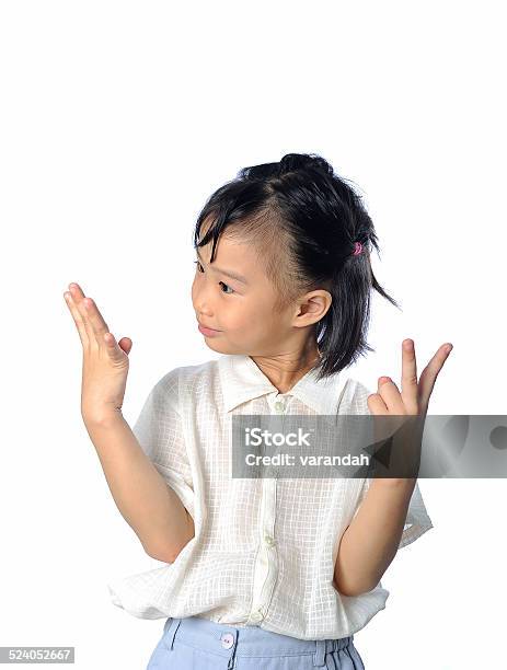 Happy Asian Child Count Number And Knowing The Answer Stock Photo - Download Image Now