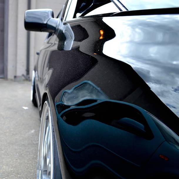 istock Reflective black sports car 524054389