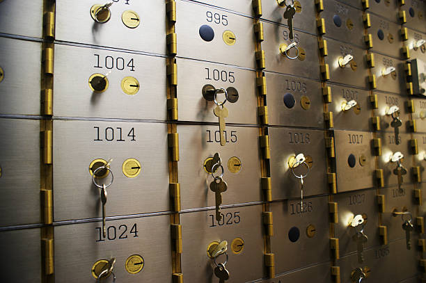 istock Safe deposit boxes inside of a bank vault 524054761