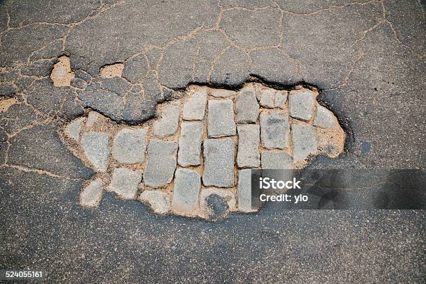 Pothole 02 Stock Photo - Download Image Now - Abandoned, Accessibility, Aerial View