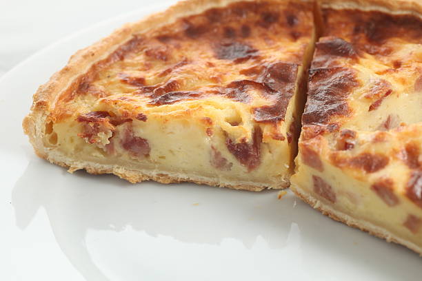 istock Fresh baked slice of quiche lorraine on a plate 524055537