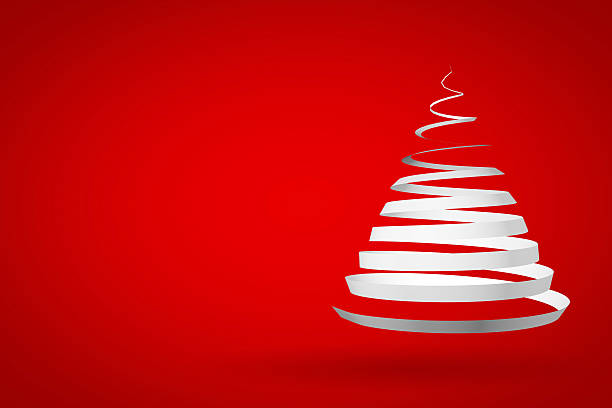 istock Festive white christmas tree ribbon 524067183