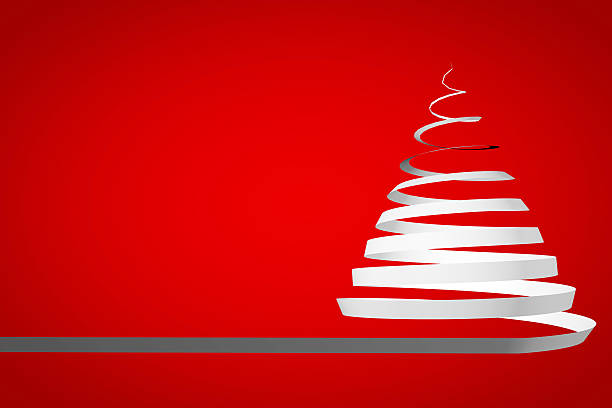 istock Festive white christmas tree ribbon 524067189