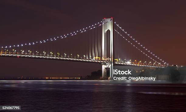 Verrazanonarrows Bridge At Sunset New York City Stock Photo - Download Image Now - Arch - Architectural Feature, Architecture, Bay of Water