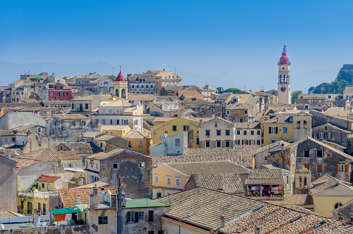 Rooftops of old Corfu town from a high advantage point