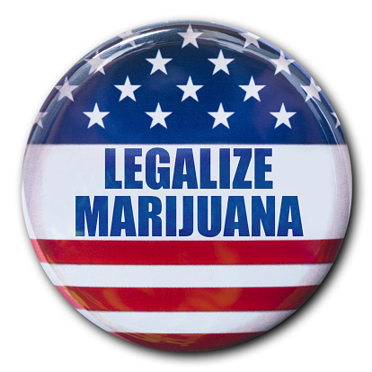 legalize marijuana badge button with the american flag