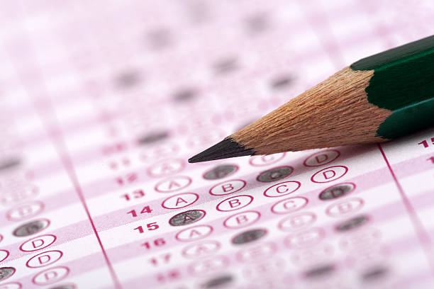 optical form of an examination with pencil optical form of an examinationoptical form of an examination with pencil school test results stock pictures, royalty-free photos & images