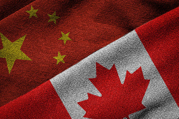 istock Flags of China and Canada on Grunge Texture 524070309
